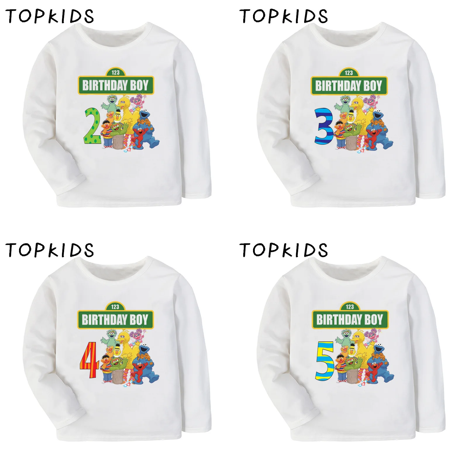 2019 мальчиков Стразы образуют цифру 1 9 (США) В героев шоу Улица Сезам футболка с