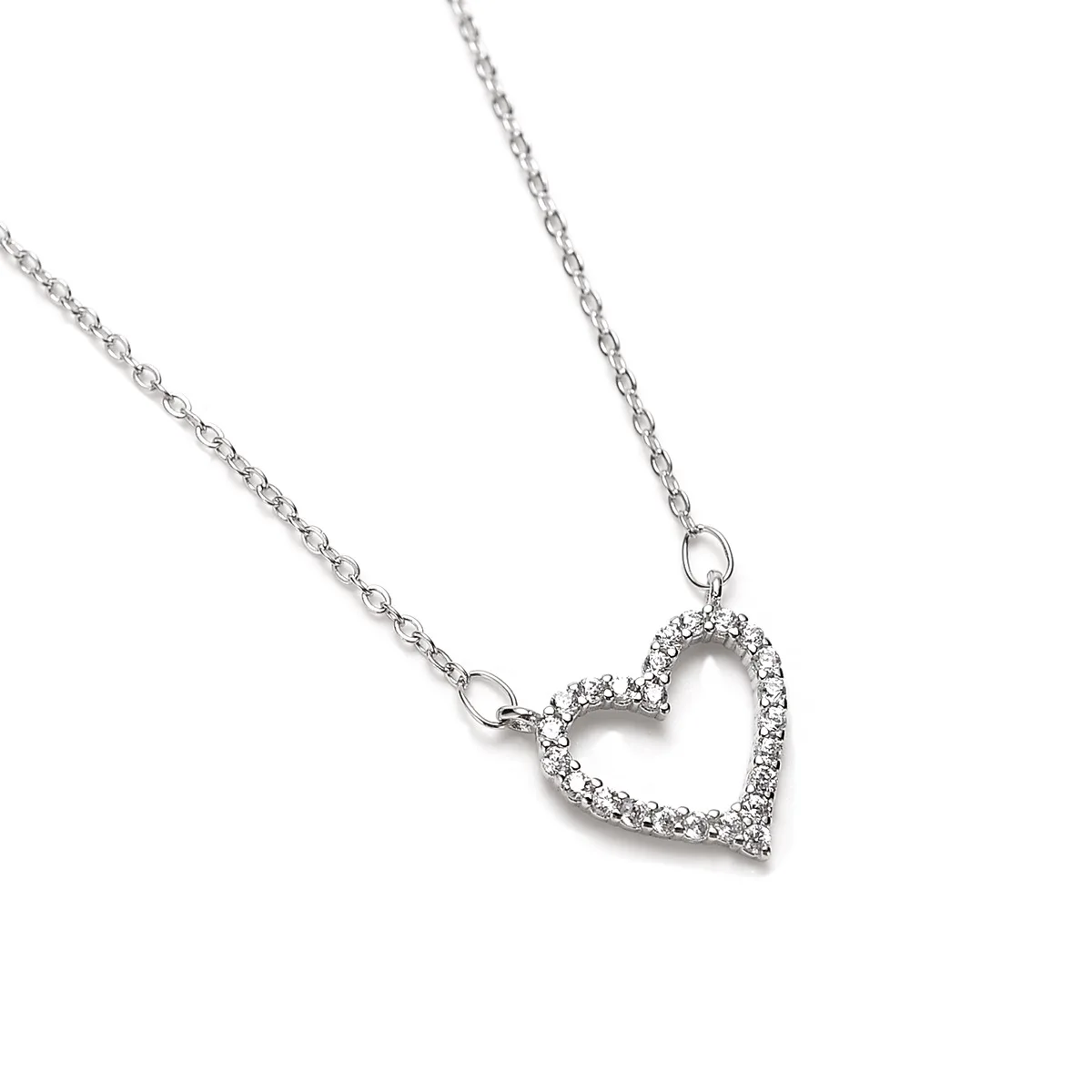 

Fashion Net Red Design Love Heart Lady Clavicular Chain Fashion CZ White Zircon Necklace Charm Bride Wedding Engagement Jewelry