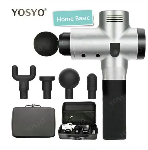 Home Basic Silver EMS массажный пистолет перезаряжаемый стимулятор мышц глубокая ткань Профессиональный массажер пистолет Расслабление тела похудение облегчение боли - Цвет: Home Basic Silver