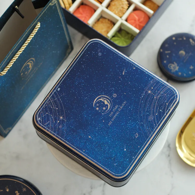 Большая коробка для печенья квадратная жестяная железная Подарочная Мраморная