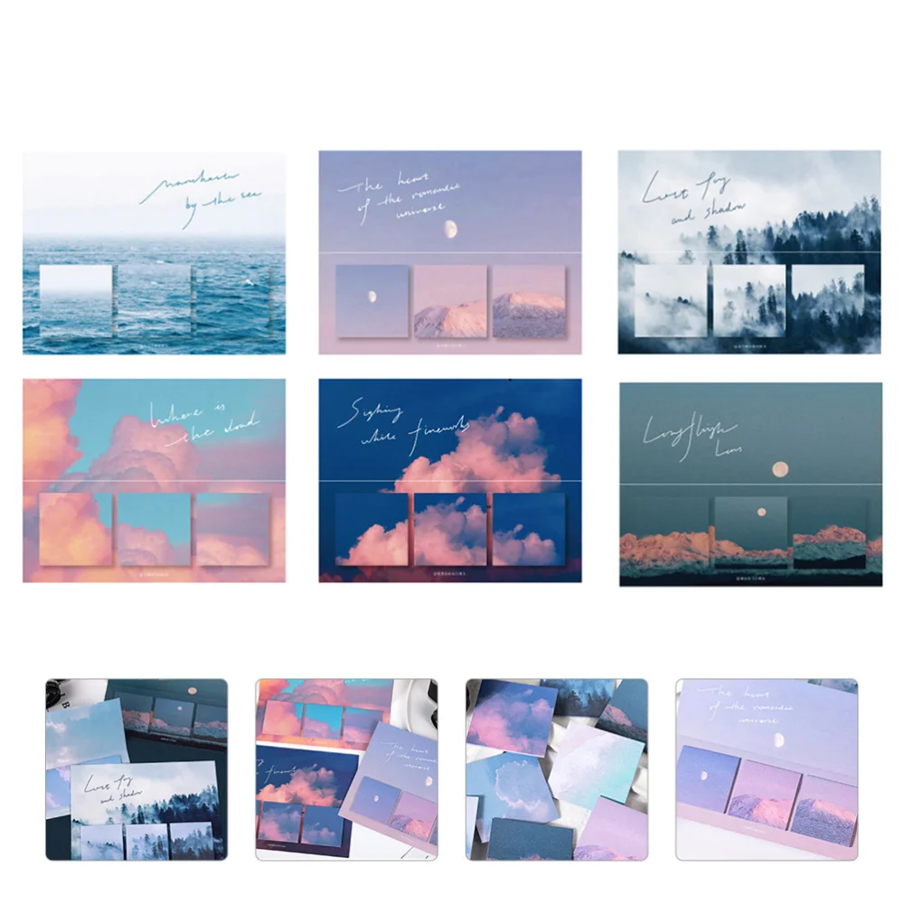 

360pcs Creative Sticky Notepads Self-Stick Note Pads Natural Scenery Design Note