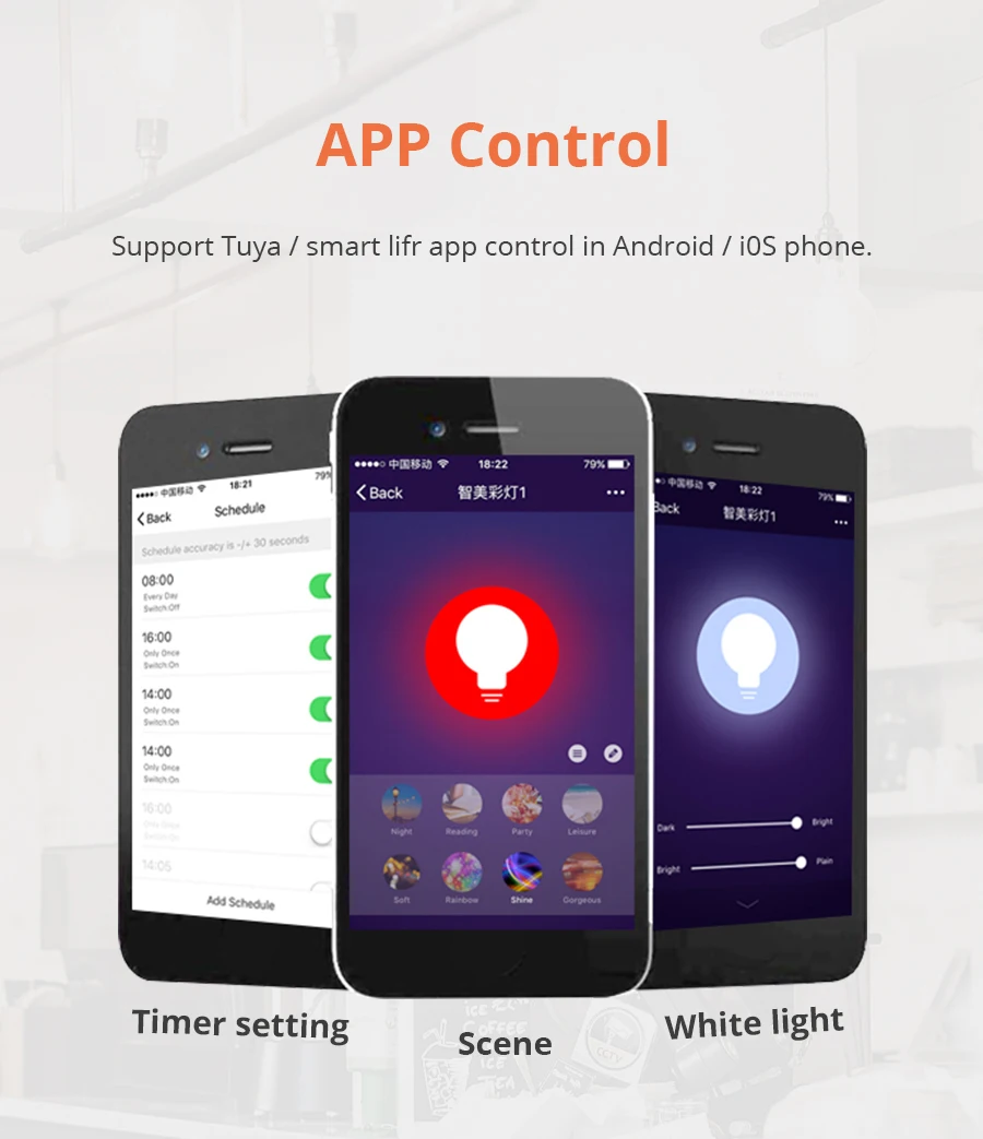 E14 WiFi Smart LED Candle Light Bulb RGBCW Dimmable Lamp 5W Work with Tuya Smart