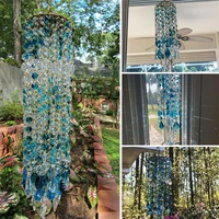 blue white crystal wind chimes extended version free cleaning fuss free assembly wind chimes for garden patio lawn