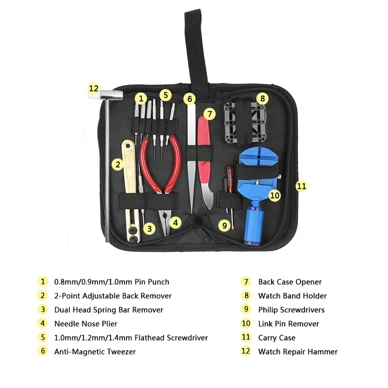 

144pcs Professional Watch Case Holder Tools Set Clock Repair Tool Kit Opener Link Pin Remover Set Spring Bar Watchmaker Tool