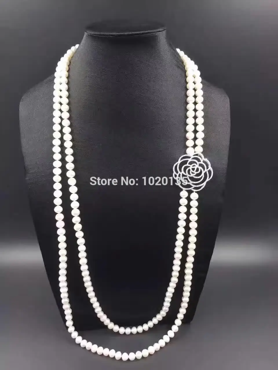 

2rows white freshwater pearl near round 8-0mm necklace wholesale nature beads 28-32inch