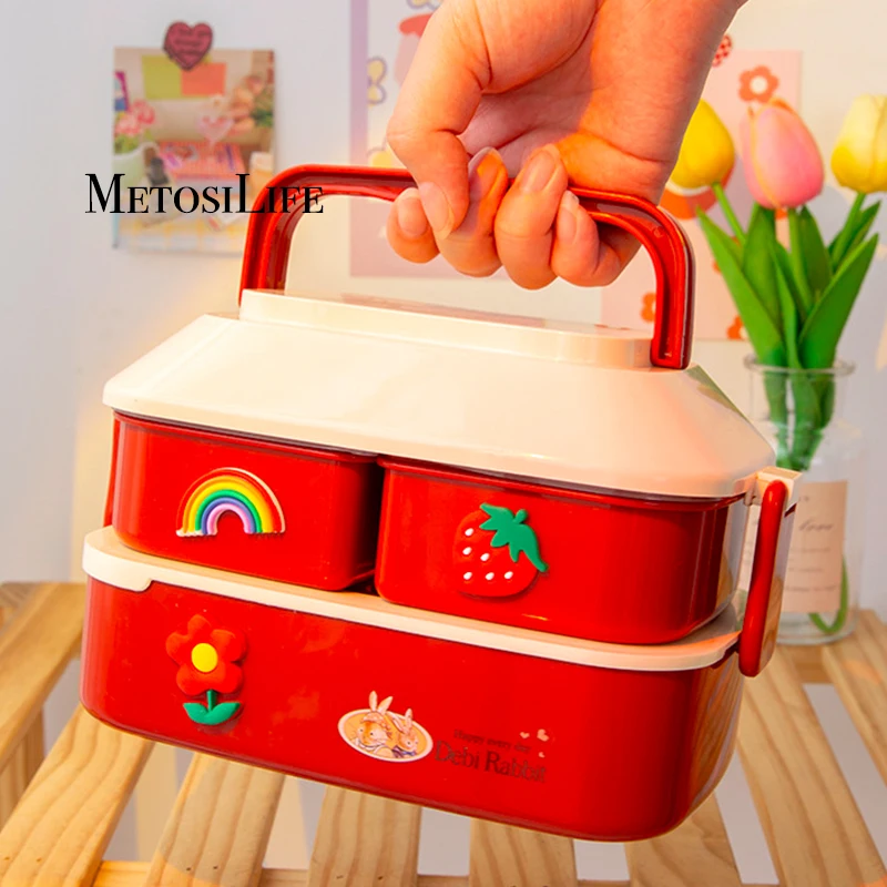 Двухслойный Ланч-бокс из полипропилена в японском стиле подходит для детей и