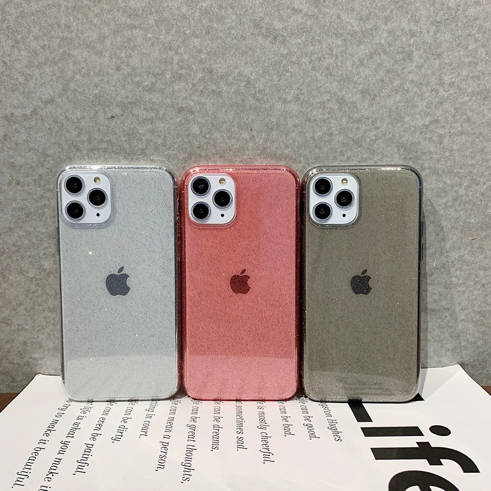 Блестящие прозрачные мягкие силиконовые чехлы из ТПУ для Apple iPhone 11 Pro Max 13 12 Mini 7 8 6 6s