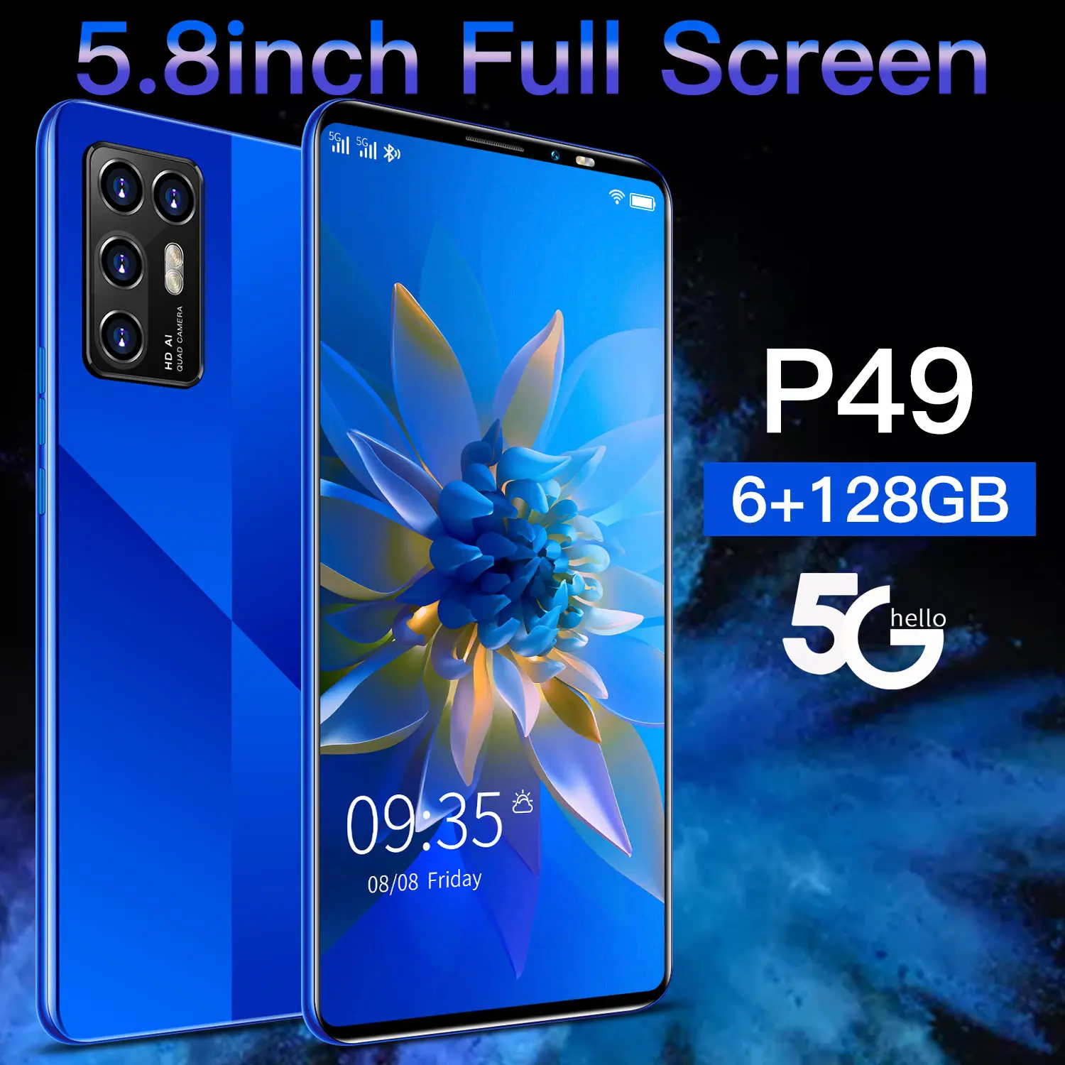 Новейшая модель 5 8 дюймов 4500 мА/ч P49 глобальная версия HUAWE смартфон 4k HD Экран Deca Core