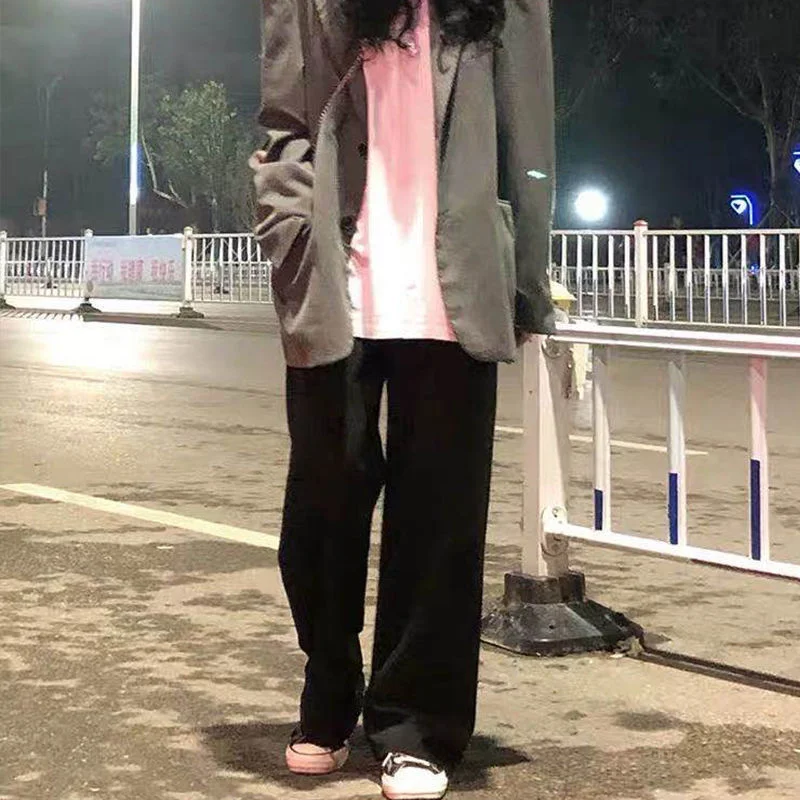 

Pants ins women's Harajuku style wide leg pants high waist drop feeling loose and thin straight pants spring and summer casual