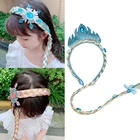 Новые милые голубые повязки для волос с бантом и кристаллами для девочек, детские Мультяшные парики, оплетка для волос, рождественские аксессуары