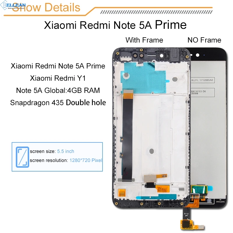 Dinamico для Xiaomi Redmi Примечание 5A Prime lcd Y1 дисплей кодирующий преобразователь сенсорного экрана в сборе Note 5A lcd Y1 Lite дисплей с рамкой