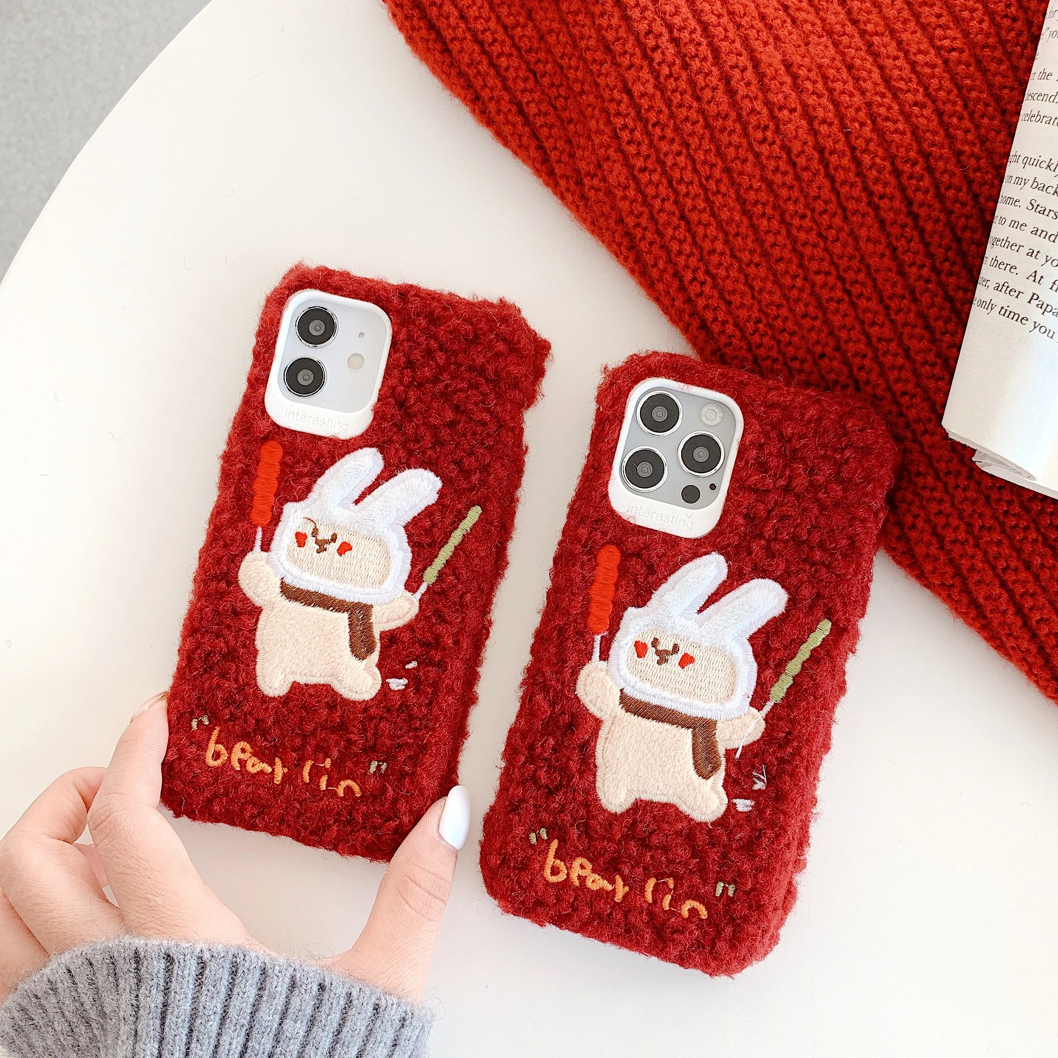 

Plush candied haws is suitable for iphone 12 pro mobile phone case 11/ 7 / 8plus X XS Max Xr mini protective cover