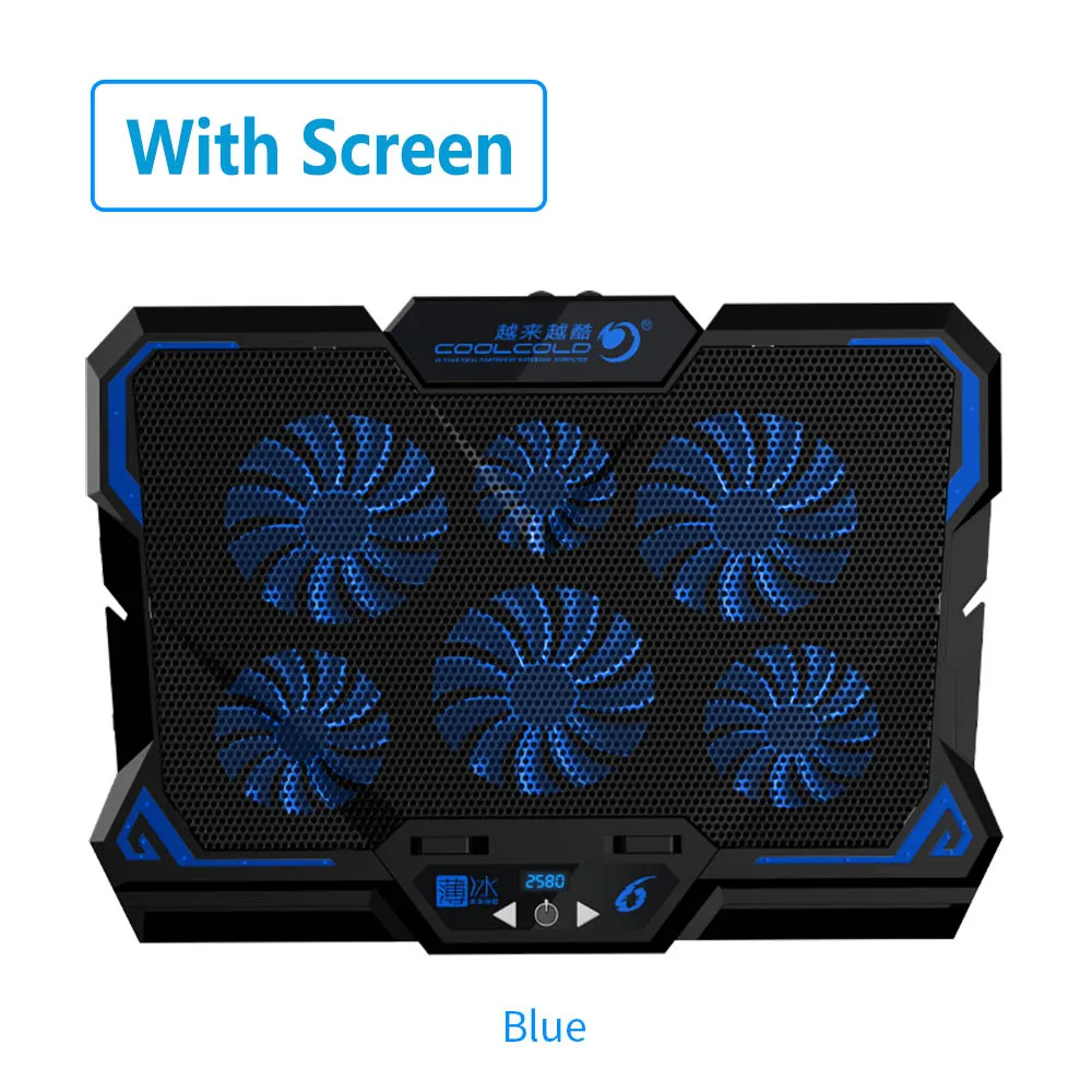 Blue(with screen) CoolCold ноутбук кулер 12-17 дюймов для ноутбука с 2 usb-портами и шестью охлаждающими вентиляторами ноутбук скользящая подставка со светом - Цвет: Blue(with screen)