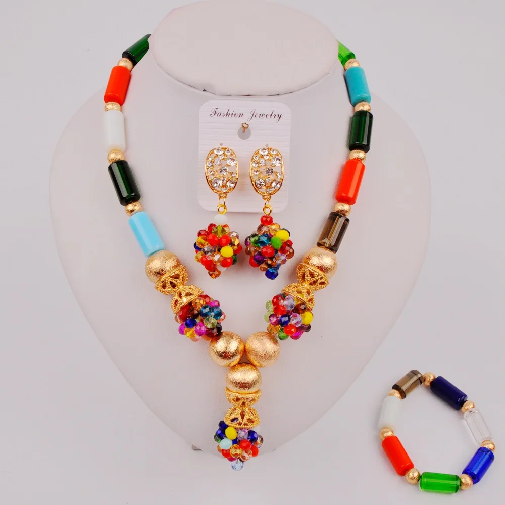 Модный разноцветный Женский комплект ювелирных изделий в африканском стиле
