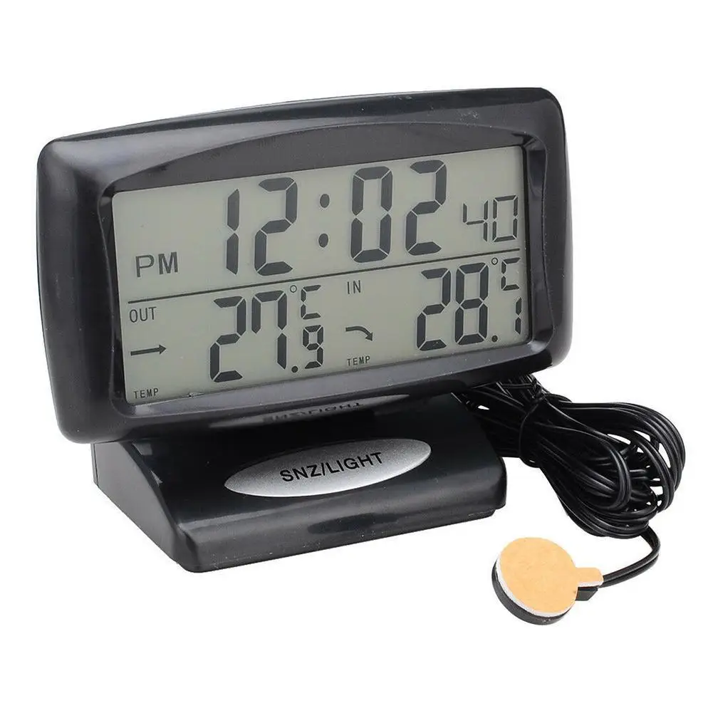 

Electronic Car Clock Thermometer Temperature Gauge Double Indoor Automatic Outdoor Luminous Sensors Thermometer and LCD