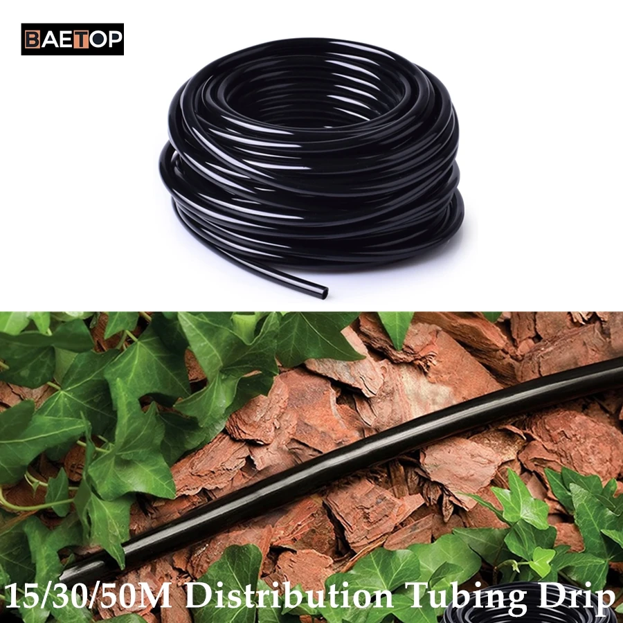 15/30/50M 6.2mm Diameter Blank Distribution Tubing Drip Irrigation Hose System Watering Kits for Garden Patio Lawn Flower Bed