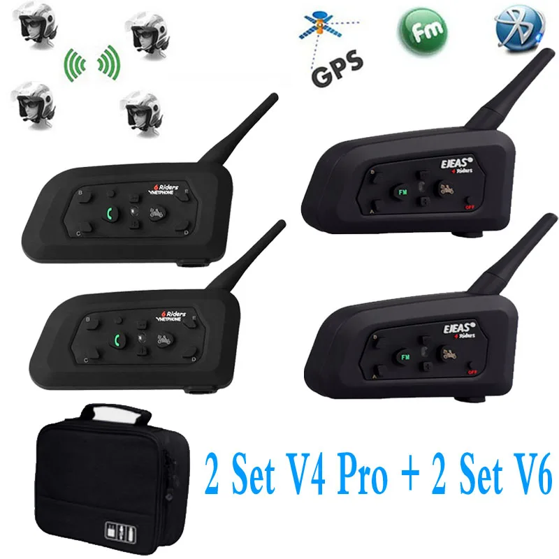 Bluetooth гарнитура для шлема 4 шт./лот Vnetphone V6 + наслаждение V4 Pro 1200 м|Наушники шлемов| |