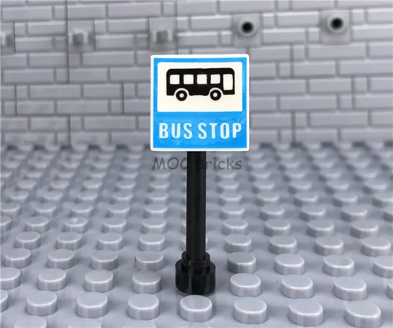 2sets/lot MOC Bricks City Street Road Sign with Antenna Edducational Building Blocks DIY kids Dolls Toys for children gifts | Игрушки и