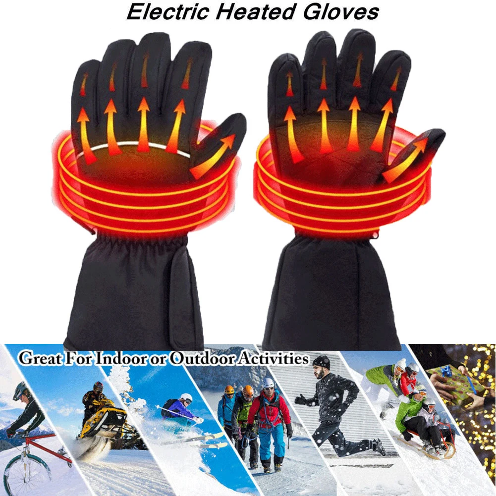 

1 Pair Winter Electric Heated Gloves With Batteries Waterproof Windproof Cycling Warm Heating Touch Screen Heated Gloves