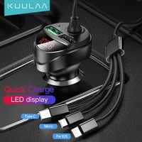 kuulaa usb car charger quick charge 4 0 phone charger fast charging micro usb type c cable for iphone xiaomi huawei sony samsung