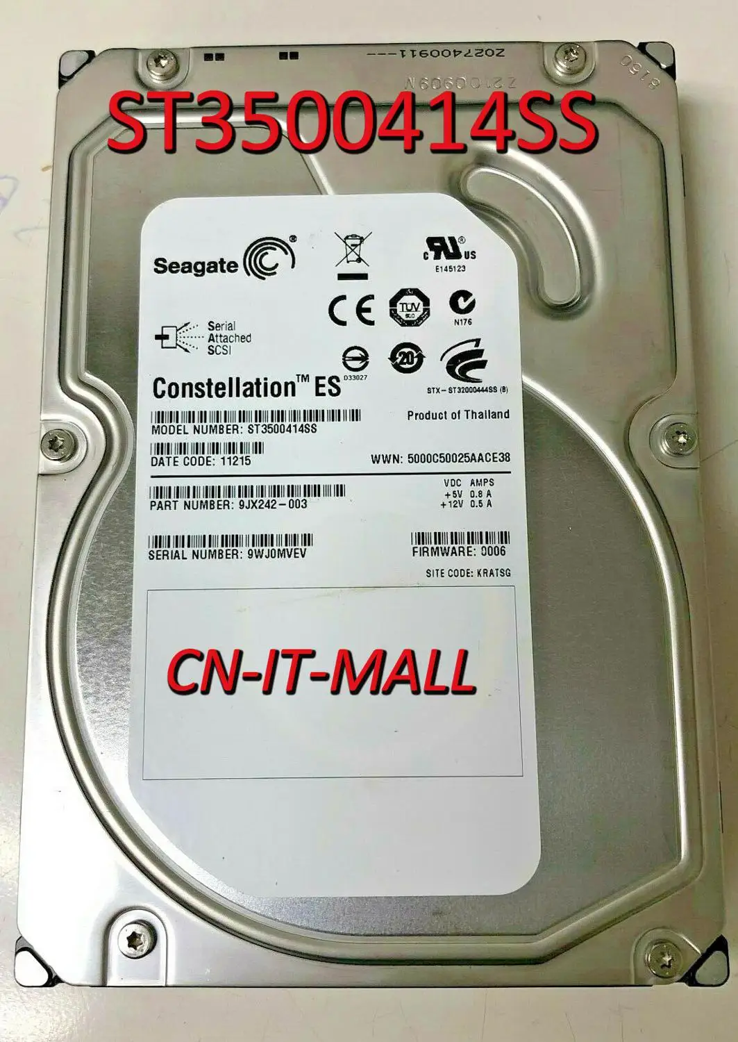 

Seagate Constellation ES ST3500414SS 500GB 7200 RPM 16MB Cache SAS 6Gb/s 3.5" Internal Hard Drive