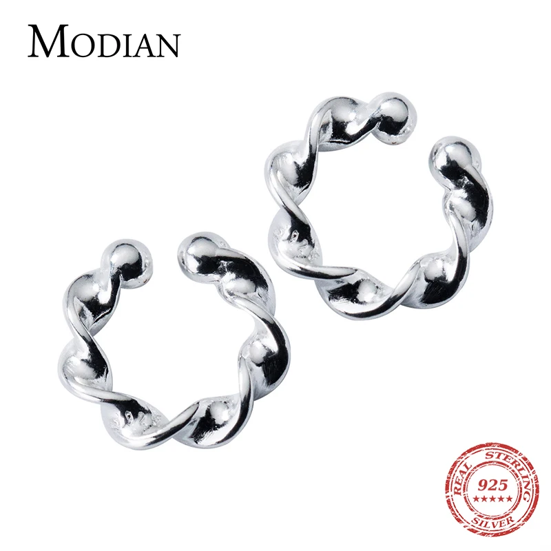 Modian очарование простой дизайн цветок Лаки клип серьги для женщин 925