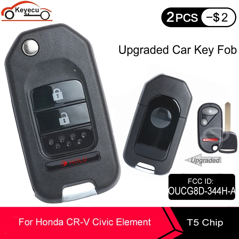 Улучшенный флип чехол KEYECU для Honda 2002 2004 2003 2005 Civic (Si) / 2005|Ключ от авто| |