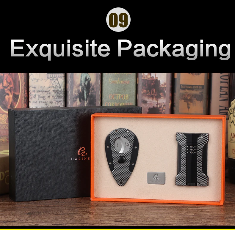 GALINER Зажигалка для сигар зажигалка бутан 1 зажигалки для COHIBA Cigar& Sharp Cutter углеродное волокно Cigar Cutter зажигалка аксессуары