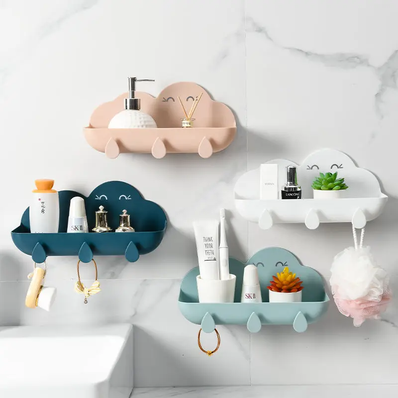 

Organizer Bathroom Accessories Hook Soap Holder Cosmetic Storage Box Wall-mounted Shower Toilet Storage Box Plastic Free Punch