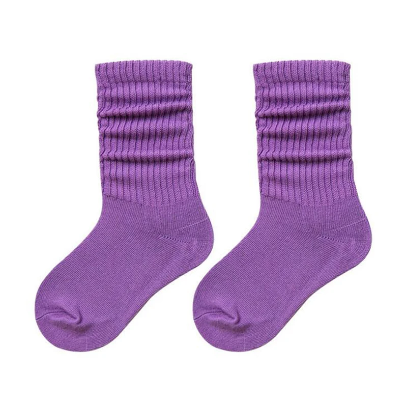 

Fashion Design Solid Color Socks Autumn And Winter Combed Plain High Elastic Pile Socks In For 9 To 12 Years Kids