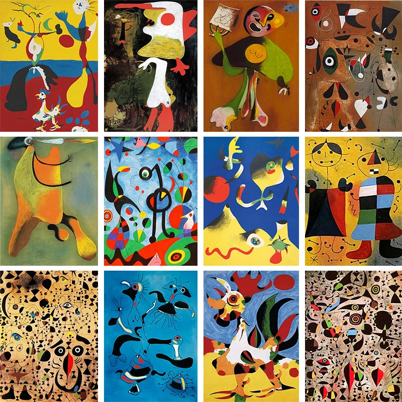 Акварель Абстрактная живопись Wall Art плакат и принты фотографии известных Joan Miro