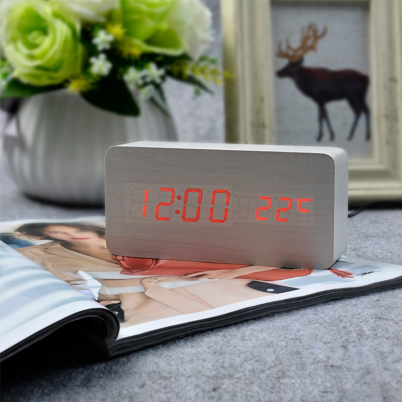 FiBiSonic светодиодный Дисплей цифровые часы будильник с Температура звуки