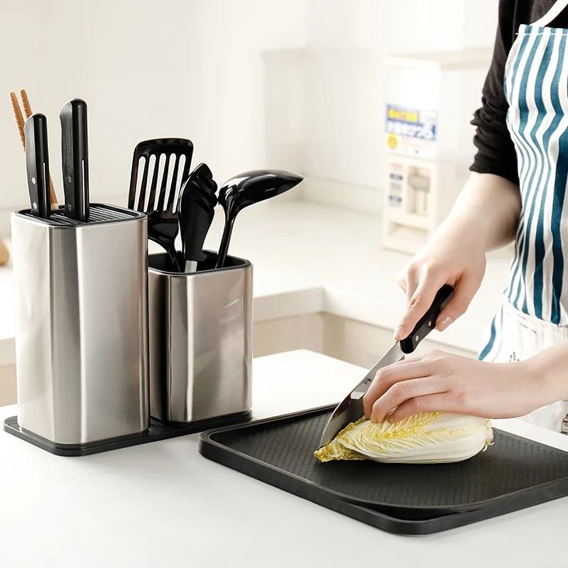 

Multifunction Knife Stand Storage Bucket Stainless Steel Knife Holder Cutting Board Chopsticks Storage Kitchen Tool Supplies