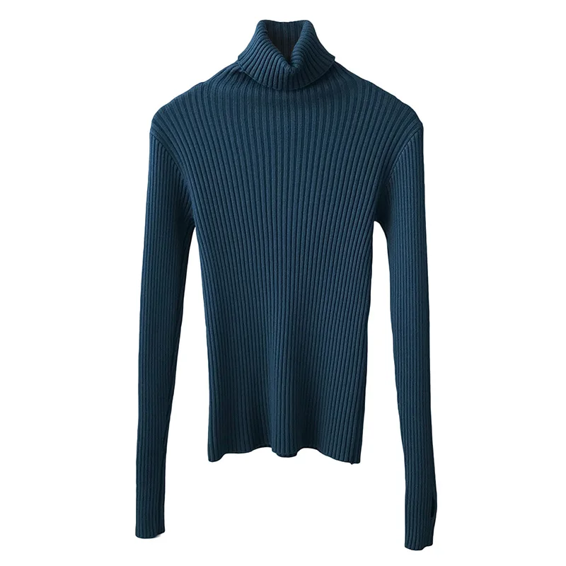 

2020 Autumn Winter Women Basic Shirt Sweater Soild Color Fashion Long Sleeve Pollovers Thin Kintted High Neck Silm Female Tops