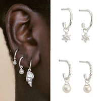 crmya tiny silver gold filled drop hoop earrings cubic zirconia pearl cute piercing earring fashion jewelry wholesale