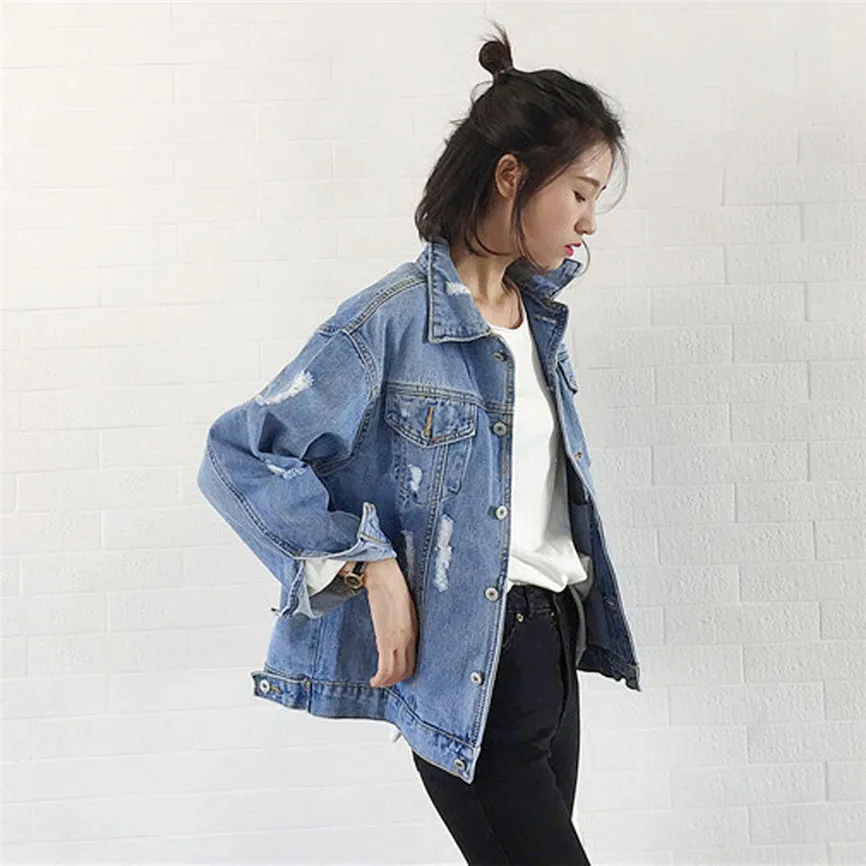 Женская джинсовая куртка размера плюс Осенняя зимняя теплая винтажная модная