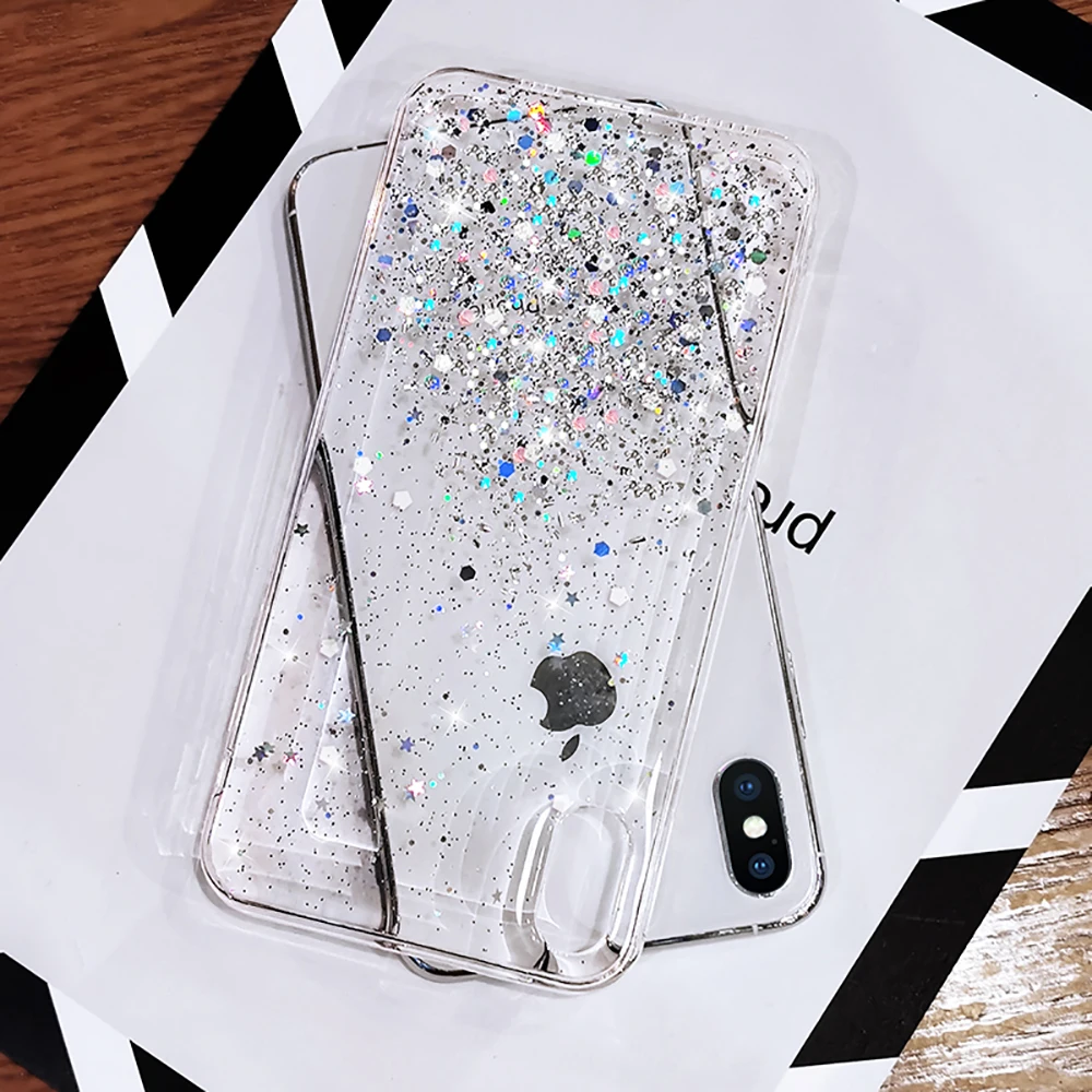 

Luxury Gradient Glitter TPU Star Case For iPhone 13 12 Pro 11 XS Max XR X 5 6S 6 7 Plus iPhone 8 Plus Soft Clear Phone Case