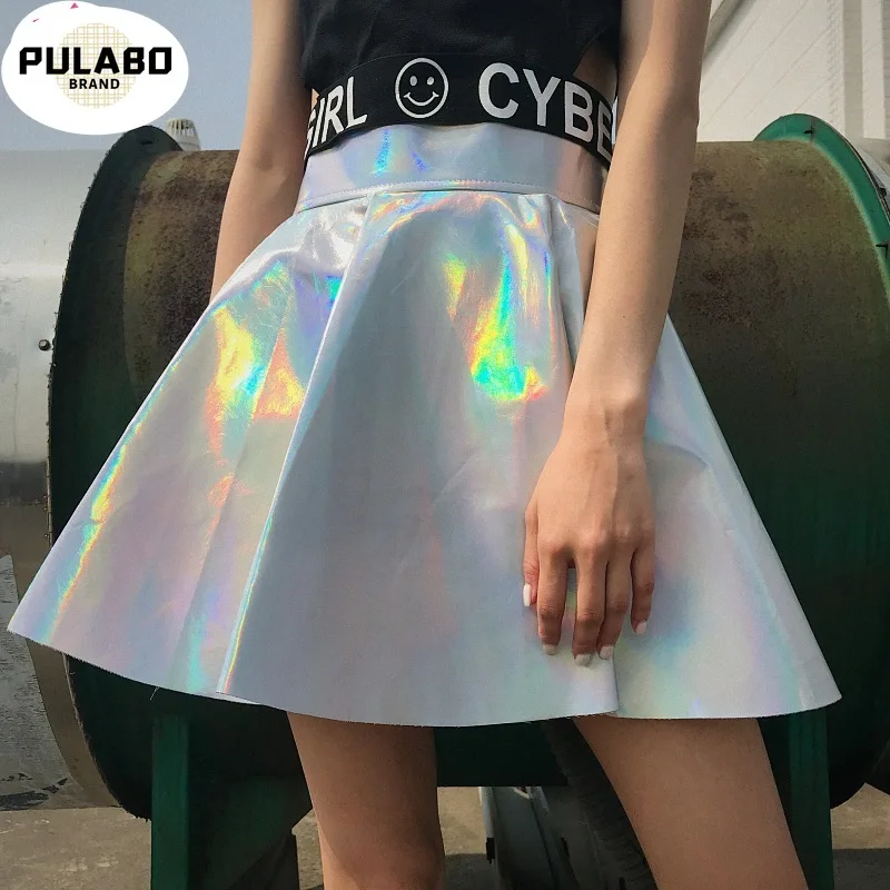 Женская юбка из искусственной кожи в стиле Харадзюку юбки преппи милая школьная