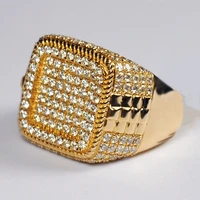 fdlk micro pave aaa cubic zirconia bling iced out geometric square men signet rings male hip hop rapper jewelry size 5 12