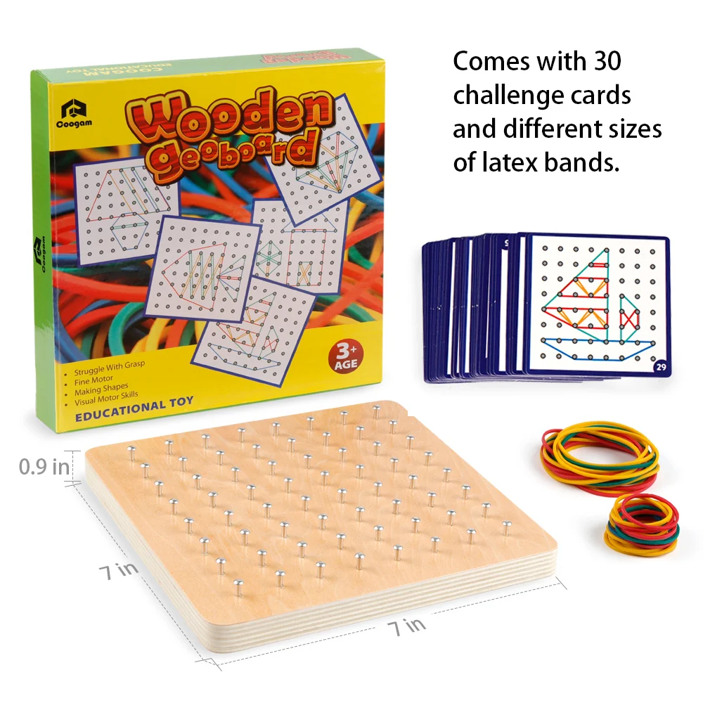 Деревянная игрушка Coogam геодоска математическая манипулятивная Block-30Pcs с рисунком