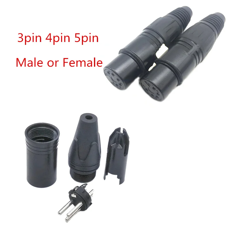 Разъем для микрофона XLR 3/4/5 Pin черный маленький гнездовой Cannon аудио