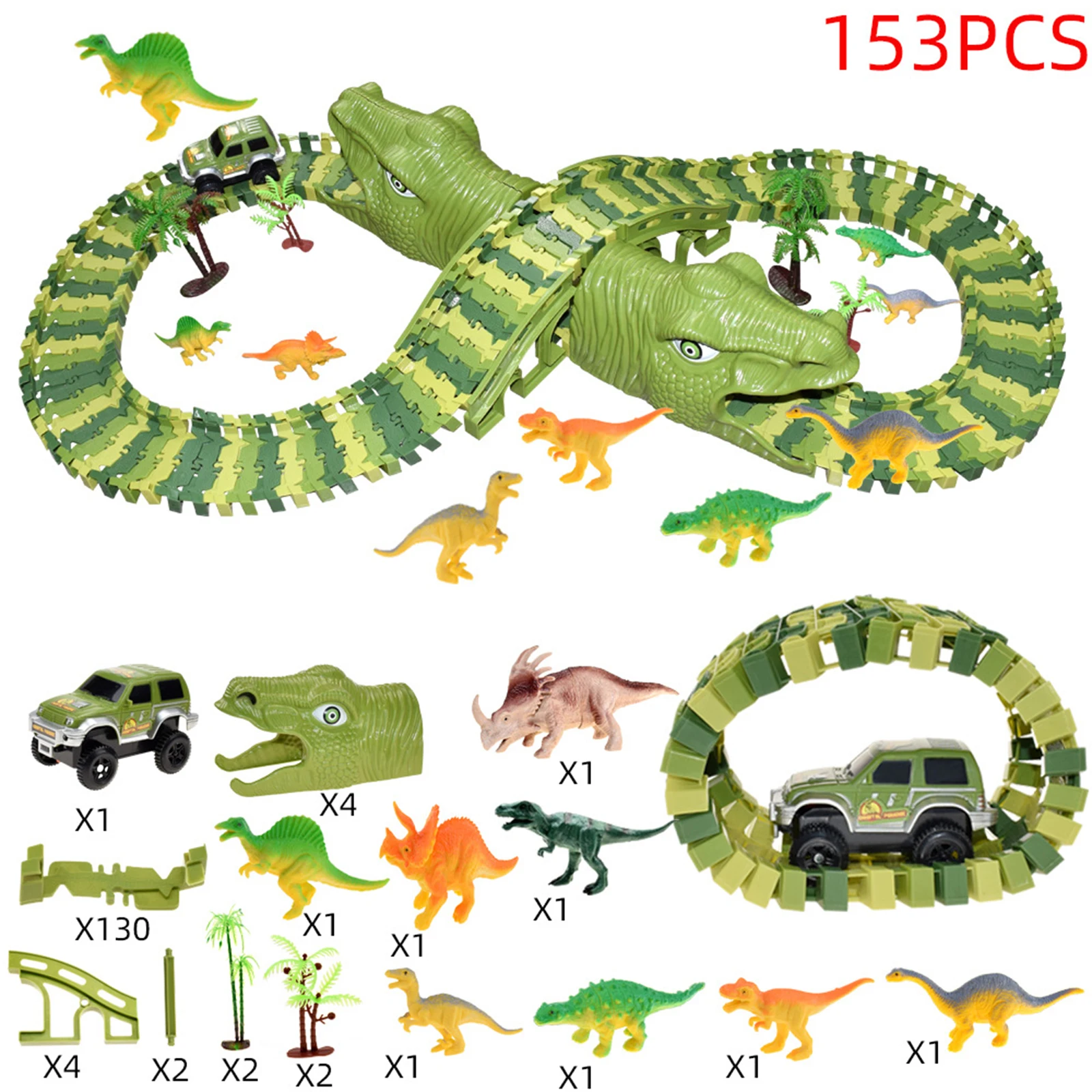 

Dinosaur Toys Flexible Track Playset Dinosaur Toys Railway Racing Game Toy Gifts for Boys Girls