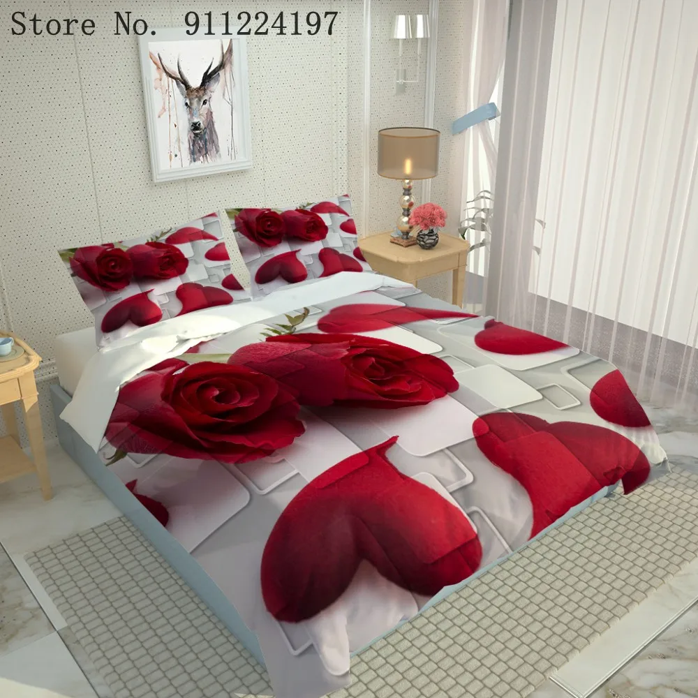 3D принт в виде красной розы одеяло Постельное белье зимнее теплое пуховое для Ipad