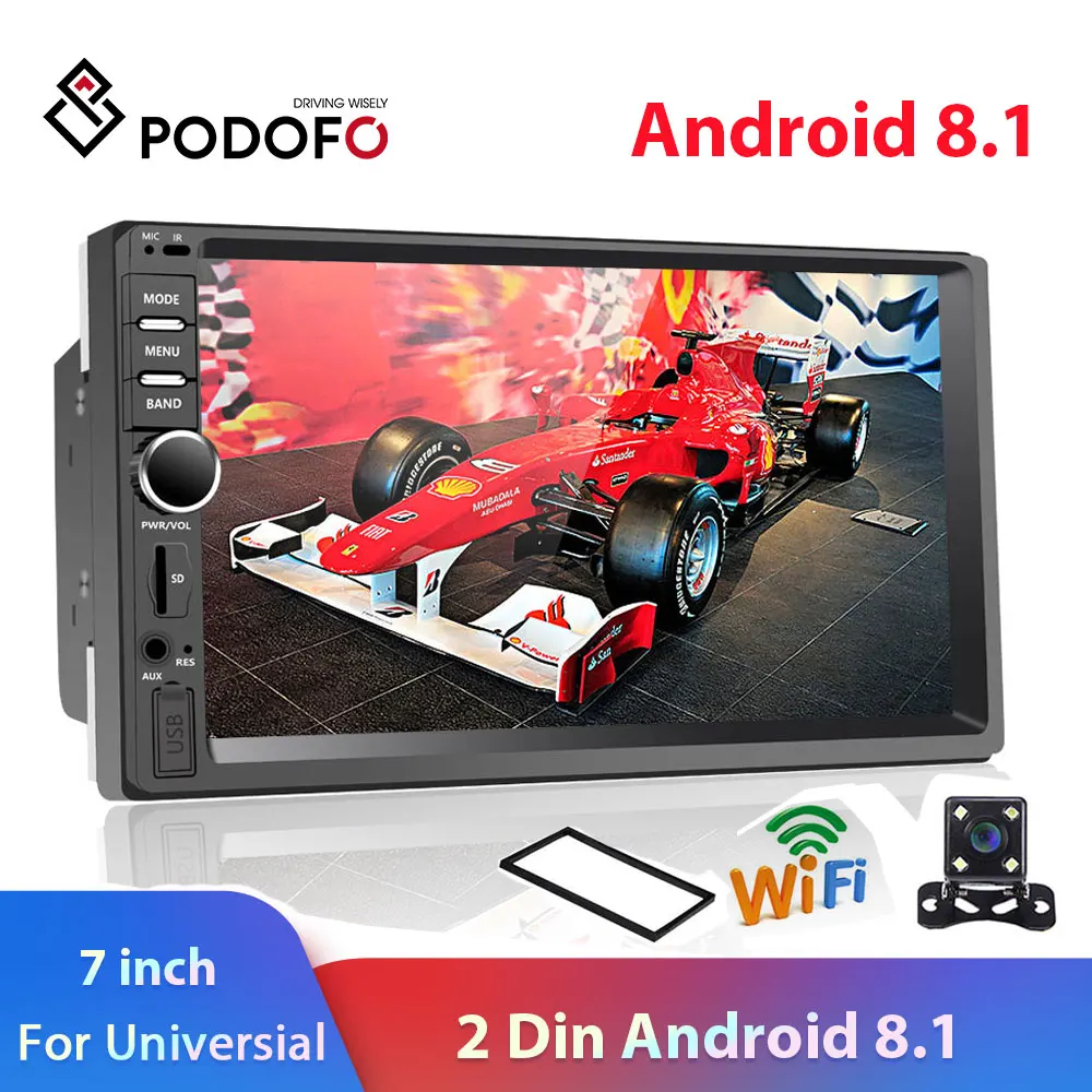 Podofo Android 2 Din автомагнитола 7 ''Мультимедиа Видео плеер Универсальный Авто Стерео gps для Volkswagen Nissan hyundai Kia toyota