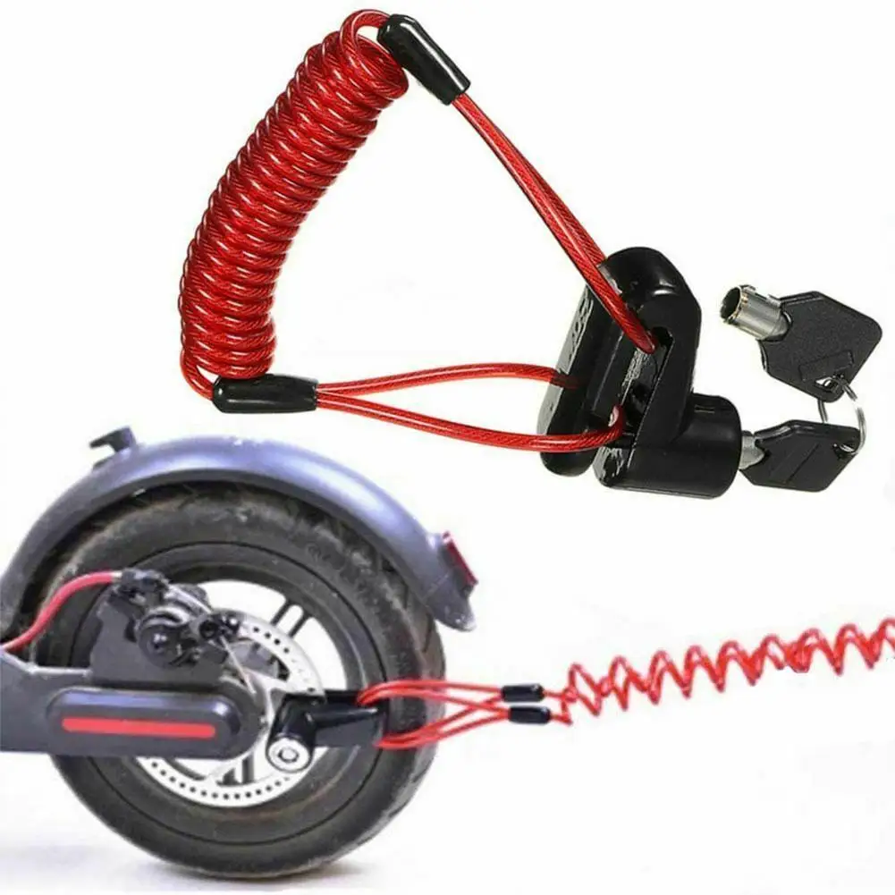 Electric Scooter Lock Anti-theft Car Disc Brake Steel Wire Wheel With Reminder Rope | Спорт и развлечения