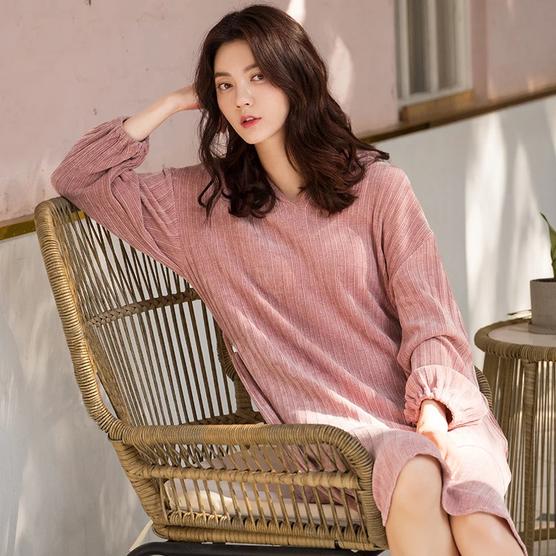 Одежда для сна ночная рубашка с длинным рукавос женщин длинные платья женская