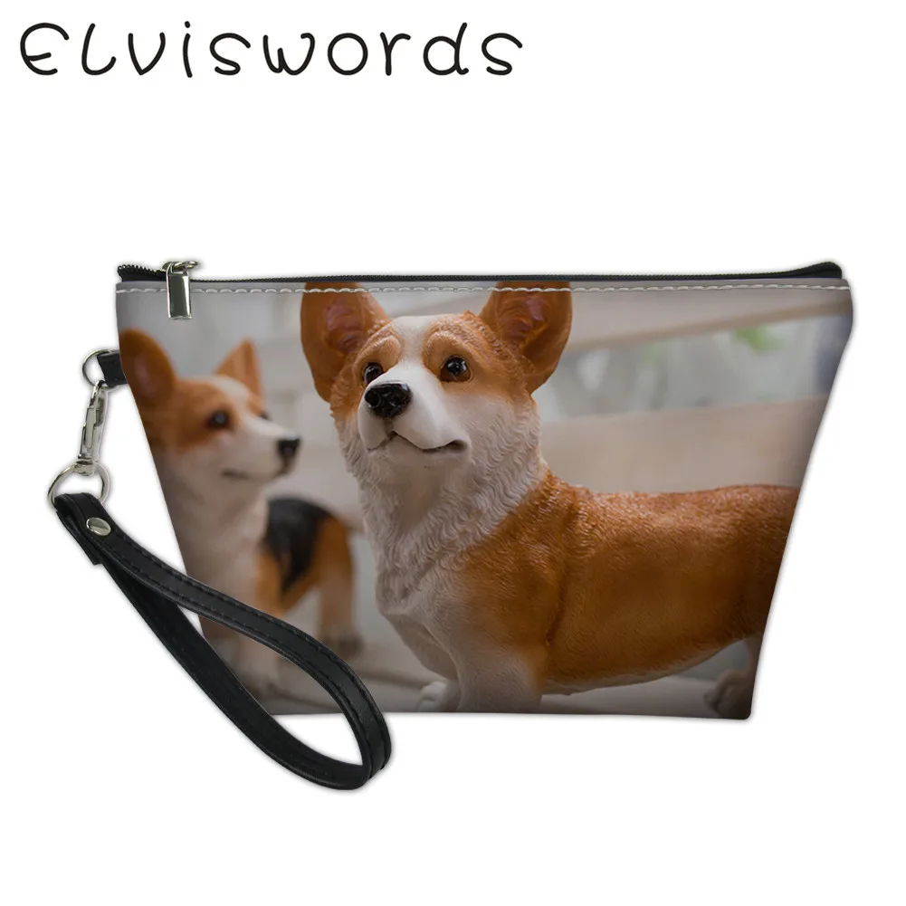 ELVISWORDS забавные женские сумки для макияжа в стиле Харадзюку корги собаки принт