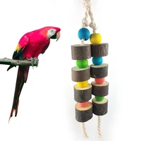natural wooden block bird toy creative parrot cage hanging toy parakeet bite proof chew toys pet parrot parakeet birds supplies