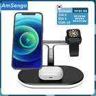 Магнитные беспроводные зарядные устройства 3 в 1, 15 Вт для iPhone 13 12Pro Max, зарядное устройство для Apple Watch 7 6 5 4 Airpods Pro, быстрая зарядная станция