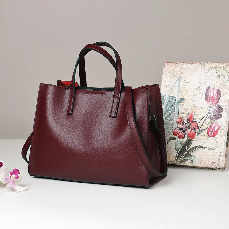 wine red DIENQI, Роскошные, Saffiano, натуральная кожа, сумки через плечо, женские сумки, Новое поступление, известный бренд, женская большая сумка через плечо, ручная - Цвет: wine red